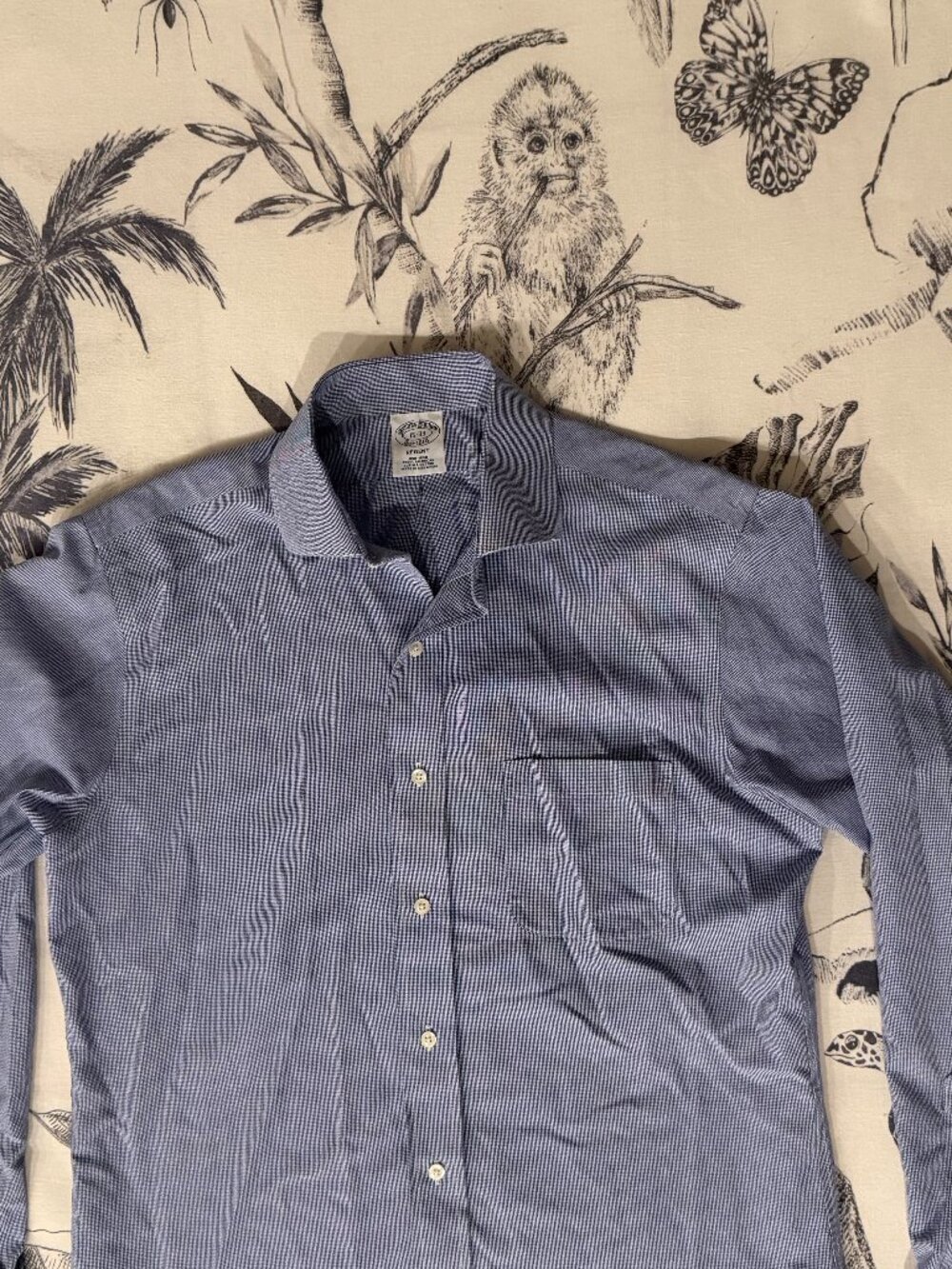 Brooks Brothers Regent Fit Shirt 15-33 Blue Check AS-IS Tear Read Desc